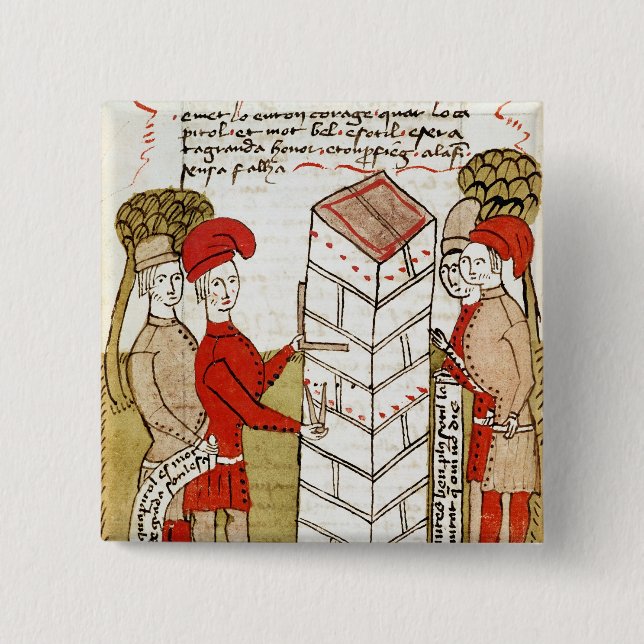 Stonemasons, from 'Traite d'Arpentage' 15 Cm Square Badge (Front)