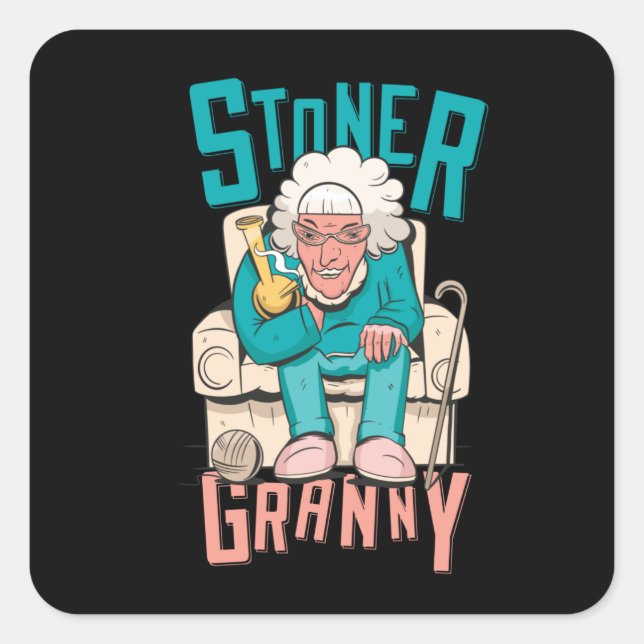 stoner granny square sticker (Front)