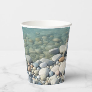 Stones Beach Beautiful Nature Sea Pebbles Shore Paper Cups