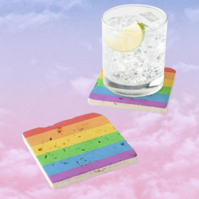Stonewall Pride: Rainbow Flag  Stone Coaster (Creator Uploaded)