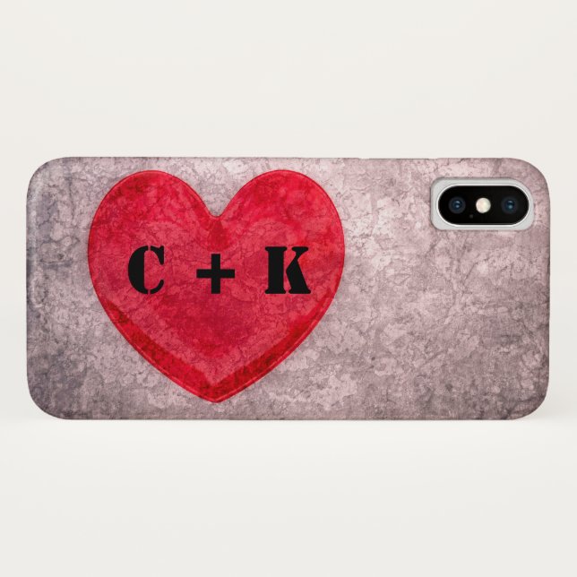 Stonewashed Heart Monogram Personalise Case-Mate iPhone Case (Back (Horizontal))