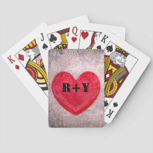 Stonewashed Heart Monogram Personalise Playing Cards