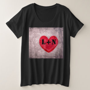 Stonewashed Heart Monogram Personalize Plus Size T-Shirt