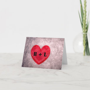 Stonewashed Heart Monogrammed Note Card