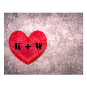 Stonewashed Heart Monogrammed Photo Print