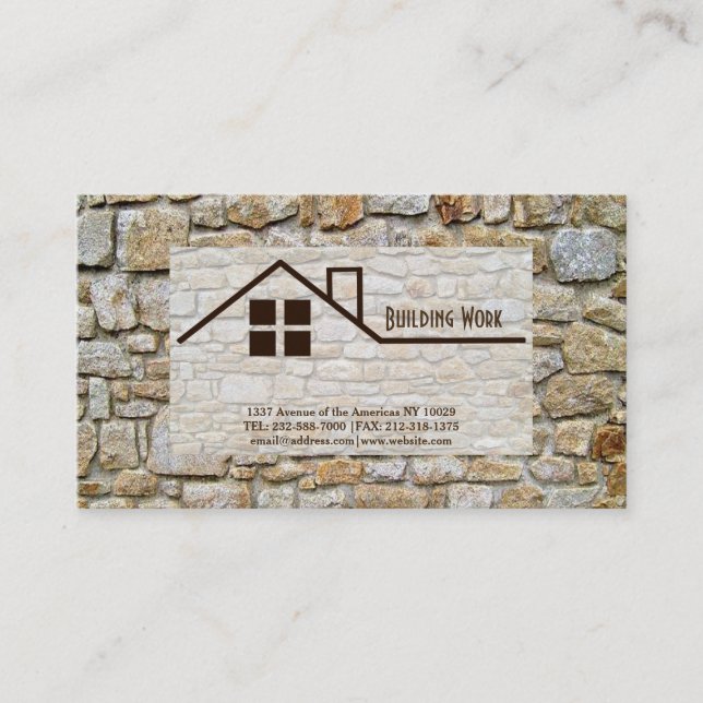 Stonework Masonry & Bricklaying Business Card (Front)