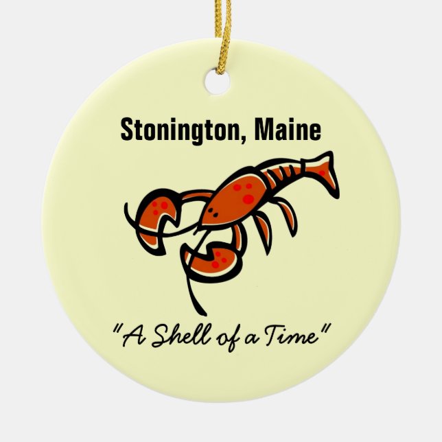 Stonington, Maine Lobster Ceramic Tree Decoration (Front)
