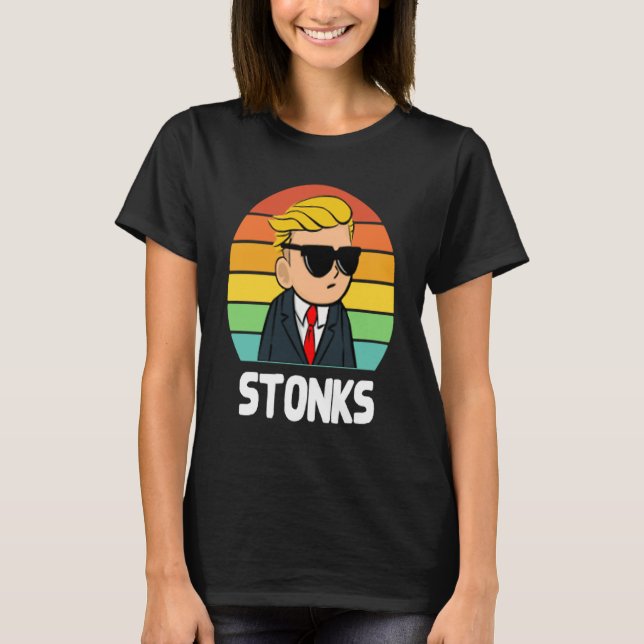 Stonks Pocket Design Tendies Bets Stocks Only Go U T-Shirt (Front)