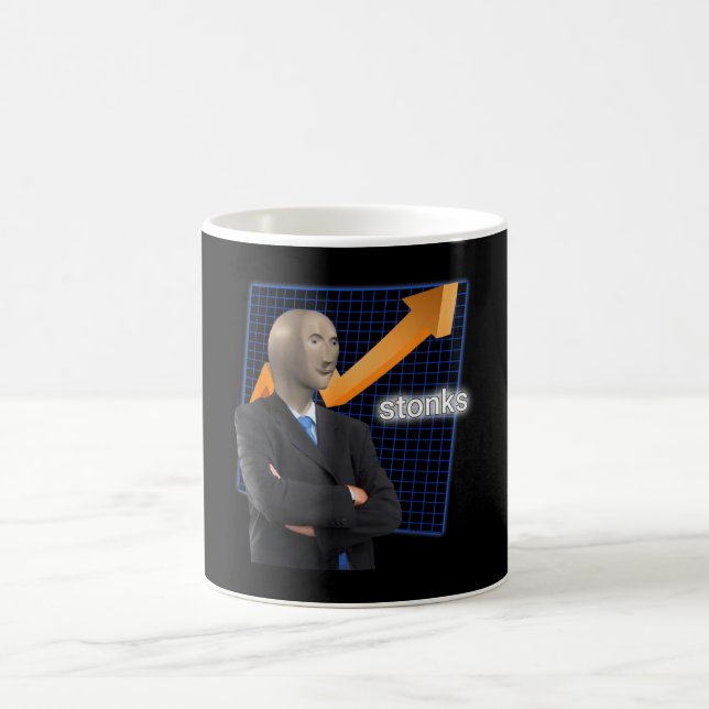 Stonks Surreal Memes Funny Stock Coffee Mug (Center)