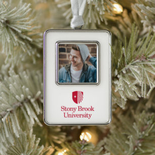 Stony Brook University   Wordmark Silver Plated Framed Ornament