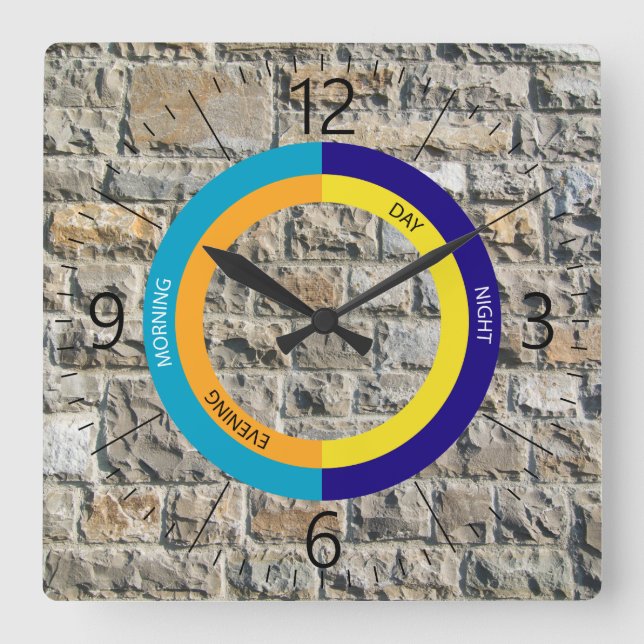 Stony pattern square wall clock (Front)