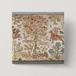 Stool cover, damask, late 16th century 15 cm square badge