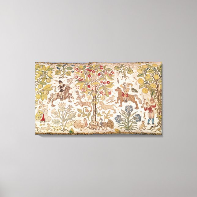 Stool cover, damask, late 16th century canvas print (Front)