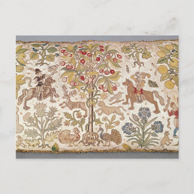 Stool cover, damask, late 16th century postcard (Front)
