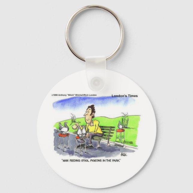 Stool Pigeons Funny Gifts Tees & Collectibles Key Ring (Front)