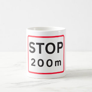 Stop 200m Road Sign Traffic Warning Safety  Coffee Mug