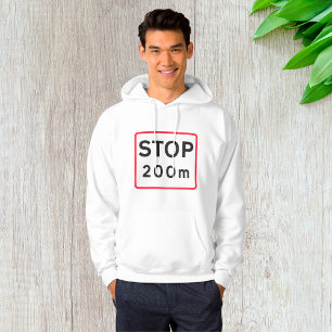 Stop 200m Road Sign Traffic Warning Safety Hoodie