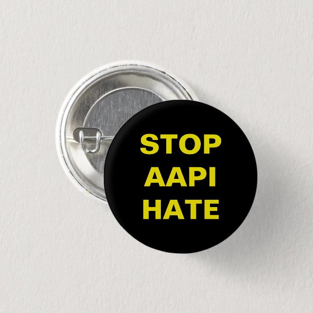 Stop AAPI Hate, black yellow Button (Front & Back)