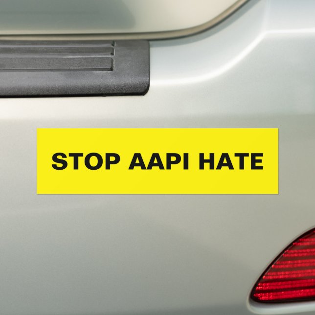 Stop AAPI Hate, black yellow car Bumper Sticker (On Car)