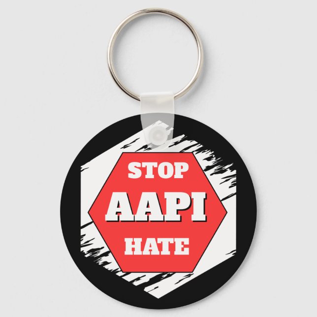 Stop AAPI Hate Rectangular Key Ring (Front)