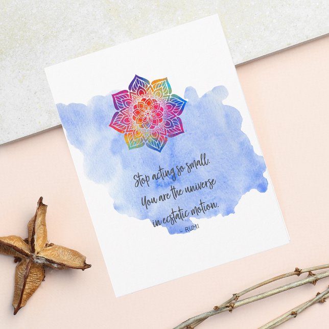 Stop Acting Small Rumi Quote Watercolor Postcard (Creator Uploaded)