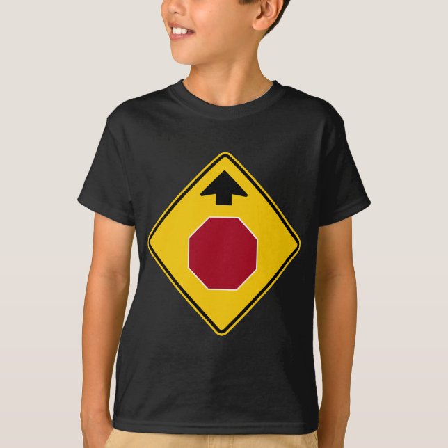 Stop Ahead Highway Sign T-Shirt (Front)