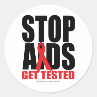 Stop AIDS: Get Tested Classic Round Sticker