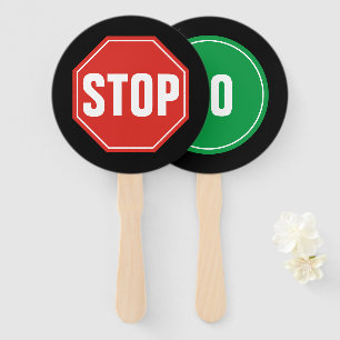 STOP and GO Sign Hand Fan