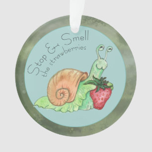 Stop and Smell the Strawberries Snail   Ornament