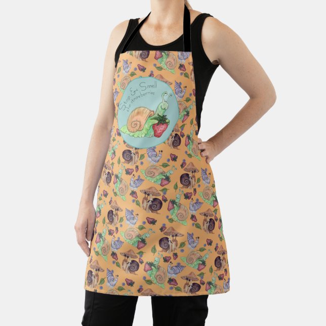 Stop and Smell the Strawberries Snail  Pattern Apron (Insitu)