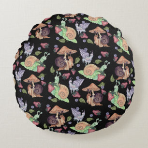 Stop and Smell the Strawberries Snail Pattern Round Cushion