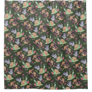 Stop and Smell the Strawberries Snail Pattern Shower Curtain