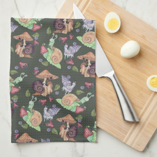 Stop and Smell the Strawberries Snail Pattern Tea Towel