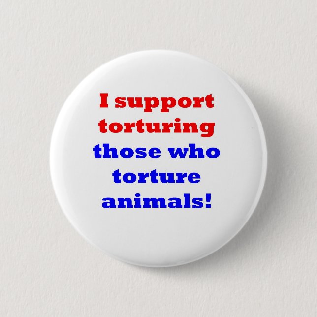 Stop animal abuse 6 cm round badge (Front)