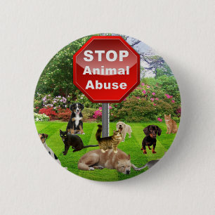 Stop Animal Abuse 6 Cm Round Badge