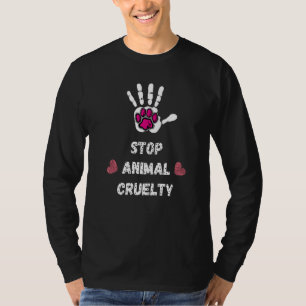 Stop Animal Cruelty Cute Dog Paw and Handprint Des T-Shirt