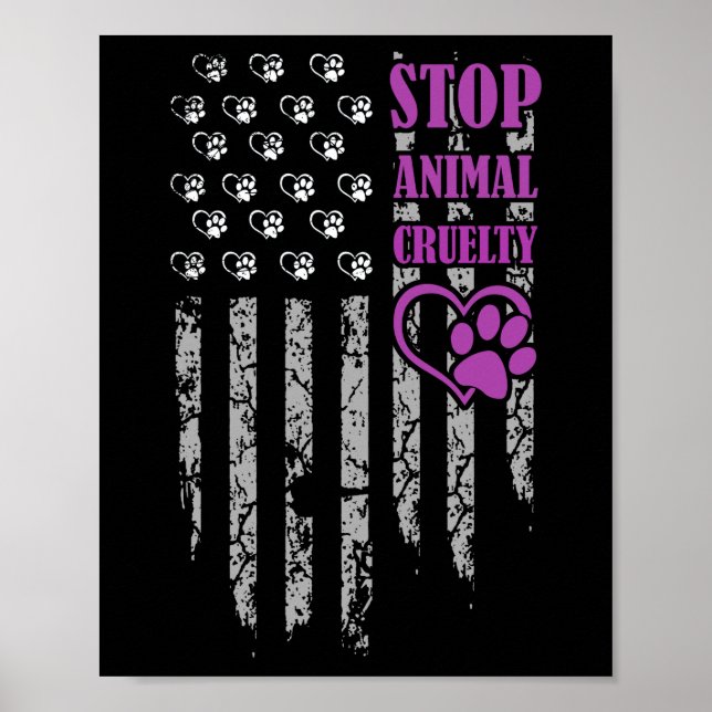 Stop Animal Cruelty Usa Flag Pet Lover Poster (Front)
