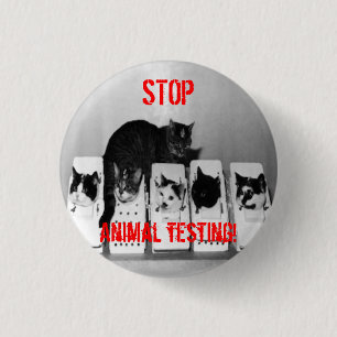 "STOP Animal Testing!" Cats button pin