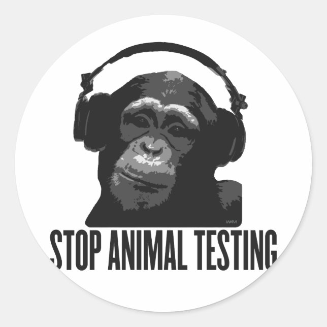 stop animal testing classic round sticker (Front)