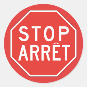 Stop/Arret, Traffic Sign, Canada Classic Round Sticker