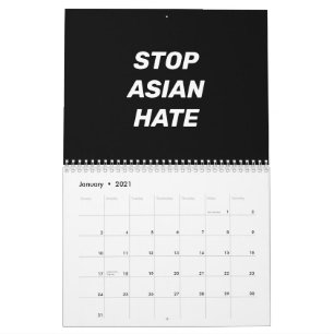 Stop Asian Hate black and white modern typography Calendar