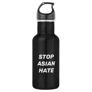 Stop Asian Hate, black white 532 Ml Water Bottle