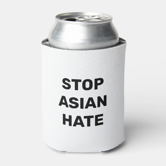 Stop Asian Hate, black white  Can Cooler (Can Front)