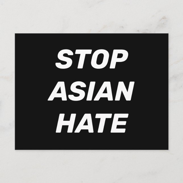 Stop Asian Hate, black white Postcard (Front)