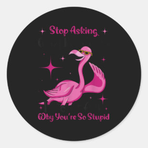 Stop asking why crazy don’t ask why you’re stupid classic round sticker