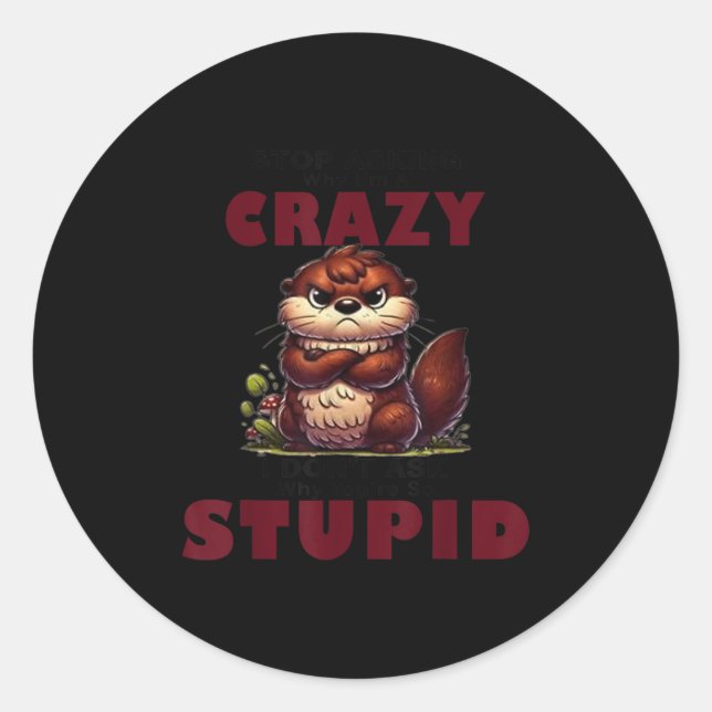 Stop Asking Why I'm A Crazy I Don't Ask Why You're Classic Round Sticker (Front)