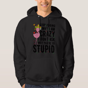 Stop Asking Why I'm Crazy Flamingo Stupid Pink Wo Hoodie