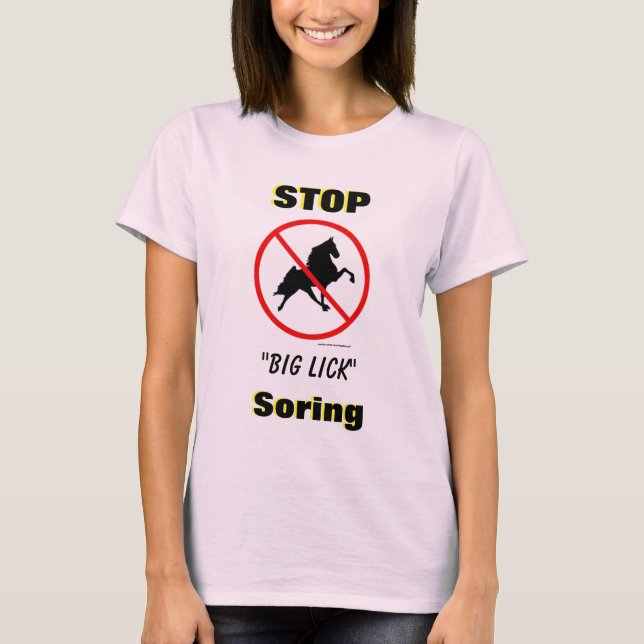 STOP "Big Lick" Soring with Ban Symbol T-Shirt (Front)