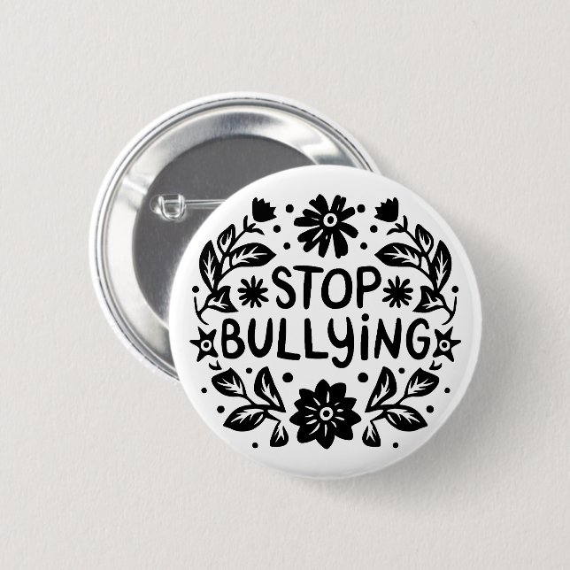Stop bullying anti against bully 6 cm round badge (Front & Back)