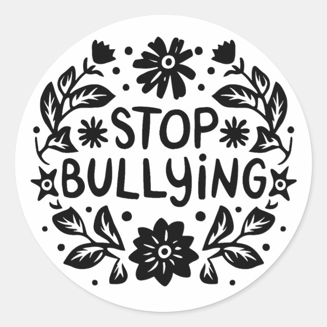 Stop bullying bully classic round sticker (Front)